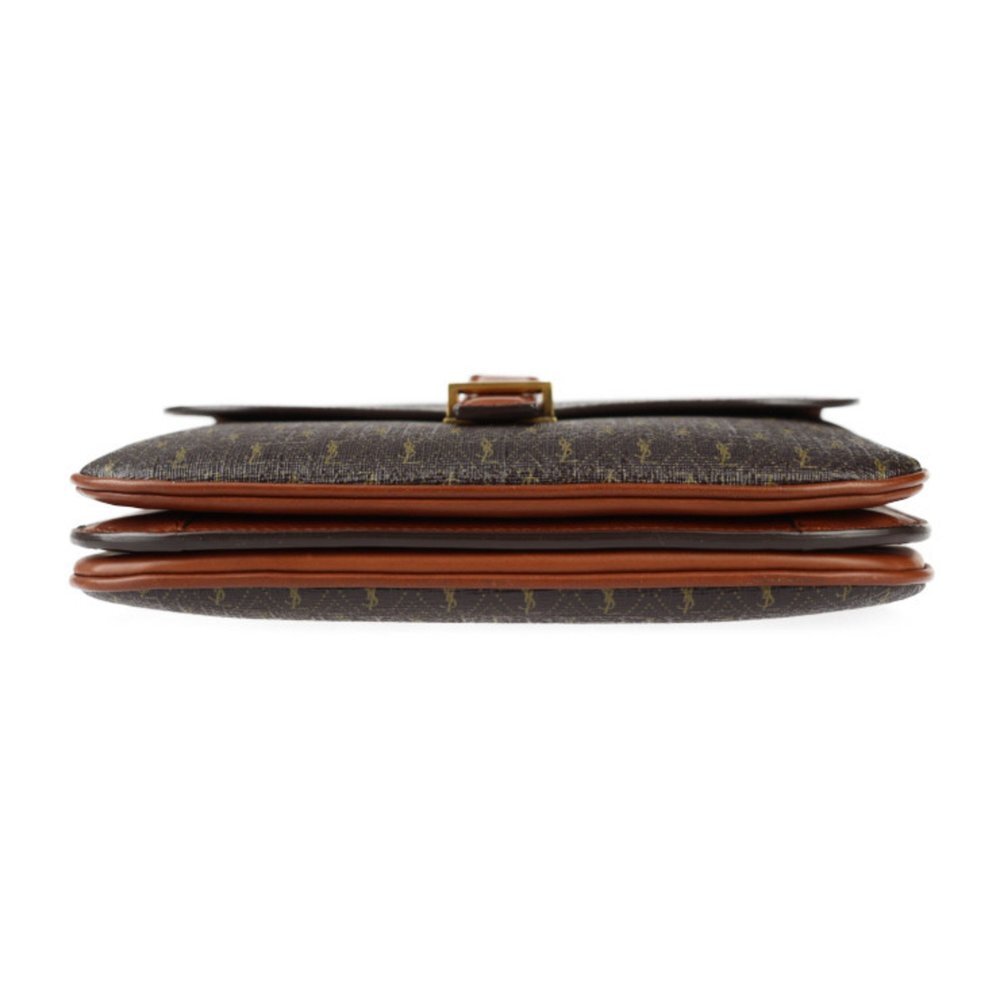 SAINT LAURENT Brown Monogram Leather Shoulder Bag - Picture 5 of 9